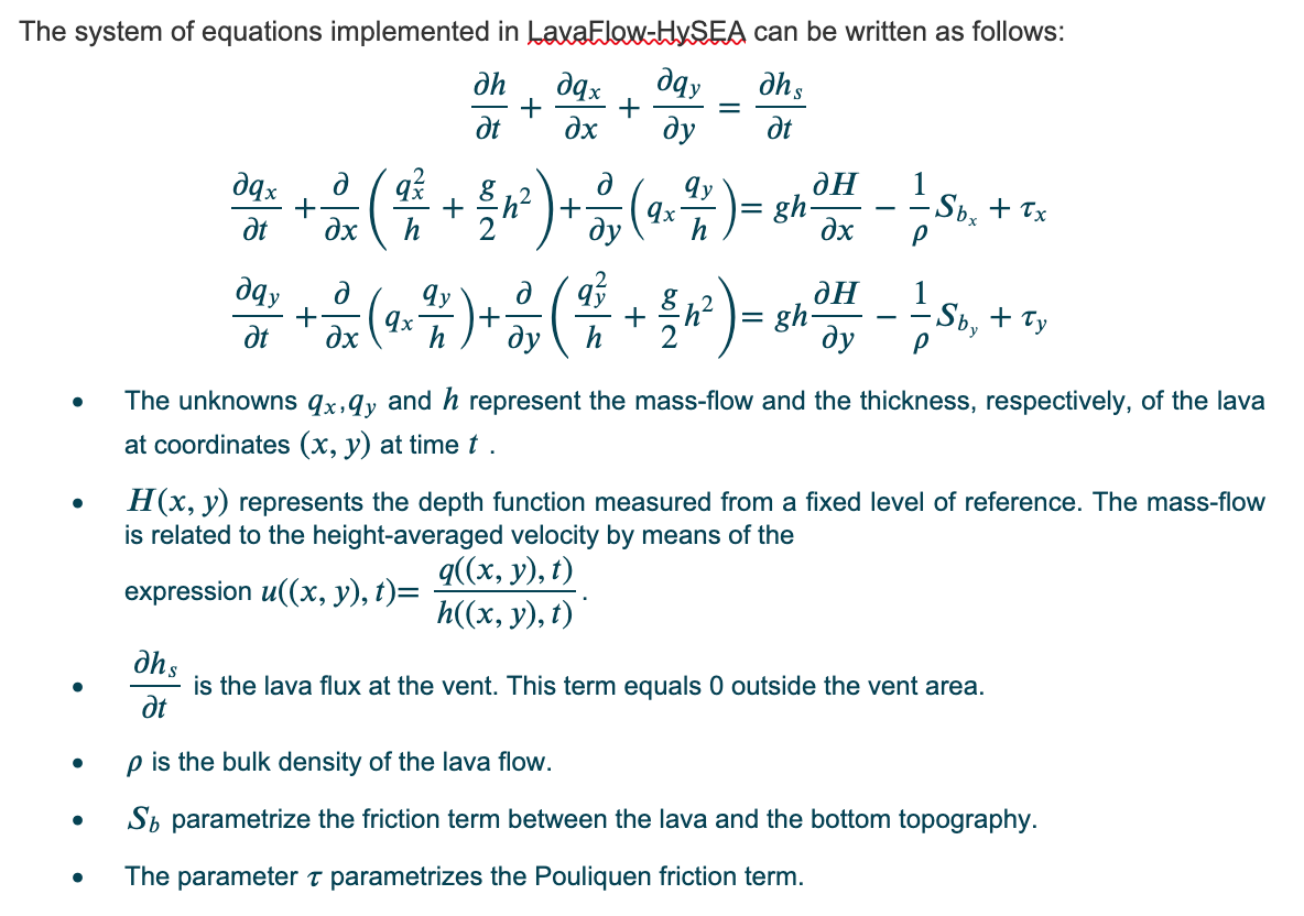 lava flow hysea equations